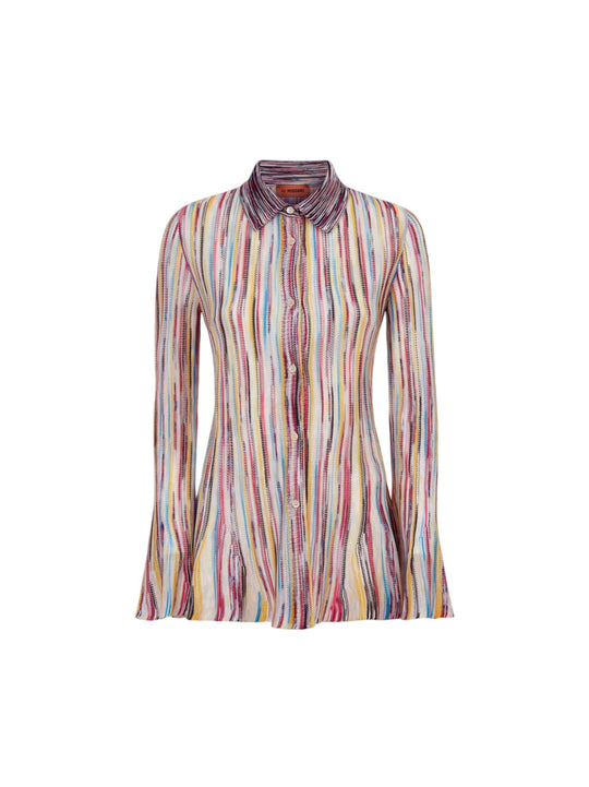 Camicia In Maglia Di Viscosa Fiammata