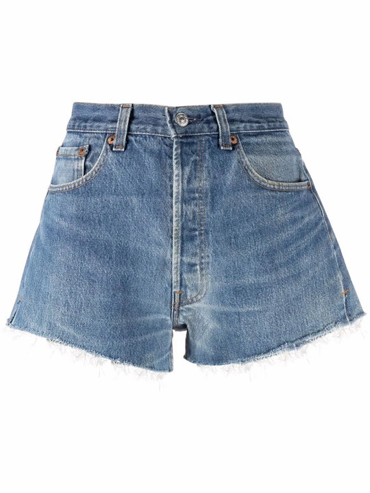 Shorts In Denim A Taglio Vivo