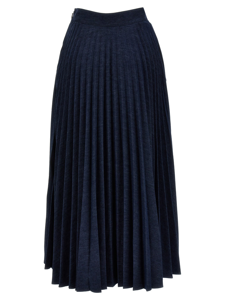Valentino Pleated Denim Skirt Gonne Blu