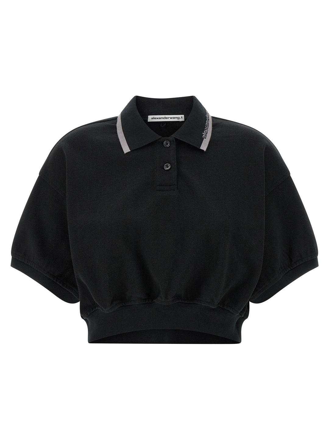 T By Alexander Wang Intarsia Collar  Shirt Polo - Nero | 758366c2e39326c900d20aed2590c0a9731ce365