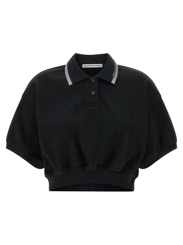 Intarsia Collar Shirt Polo Nero