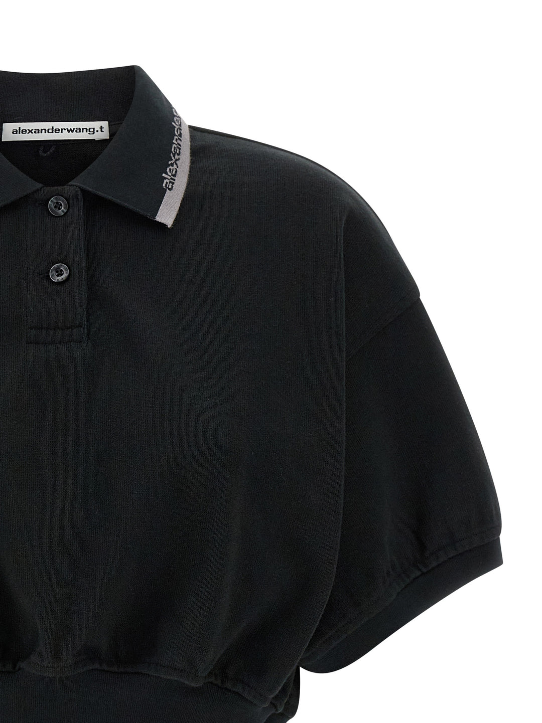 T By Alexander Wang Intarsia Collar  Shirt Polo - Nero | 55d11bbb35ce86f944abd21c0913ae73762cbca8