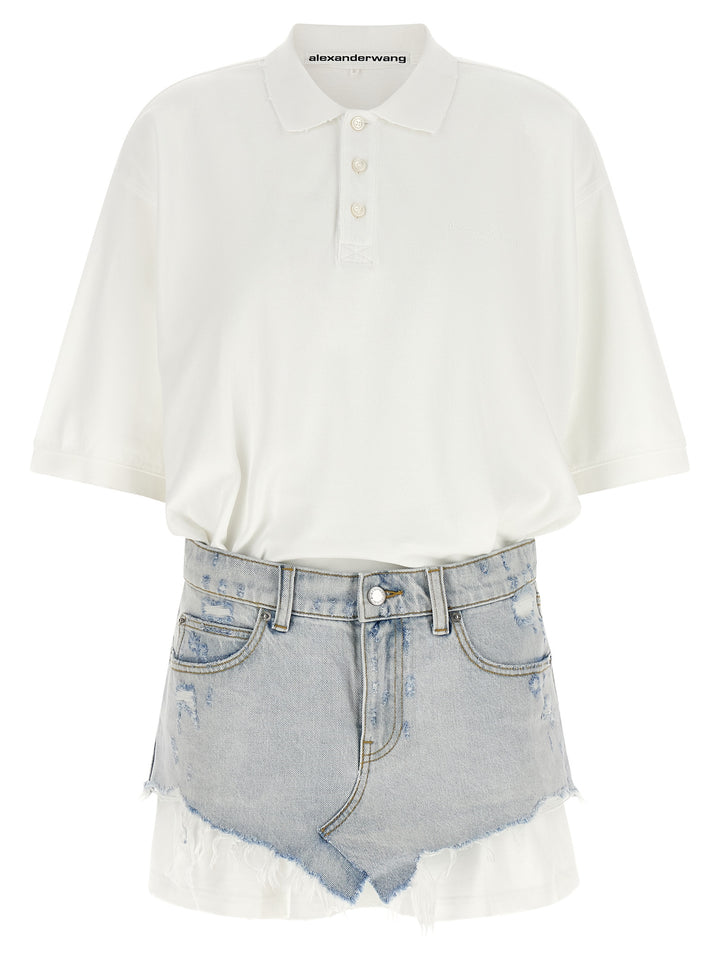 Alexander Wang Denim Skirt Polo Dress Abiti - Multicolor | 00c85720a5c44a4f7aa86edbe2e6446aaa18b891