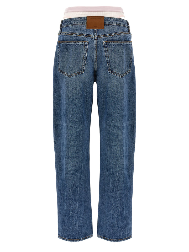 Denim X Alexander Wang Slit Hem Prestyle Hotfix Mesh Undie Jeans - Celeste | 3efa0cbe37a1f8707f4ff29700e0cb2b072a9630