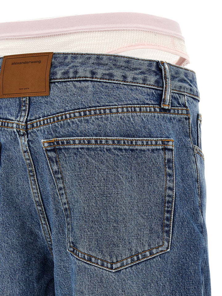 Denim X Alexander Wang Slit Hem Prestyle Hotfix Mesh Undie Jeans - Celeste | 587ba5ba62d0e983197eeb88c36a19af25d3a1af