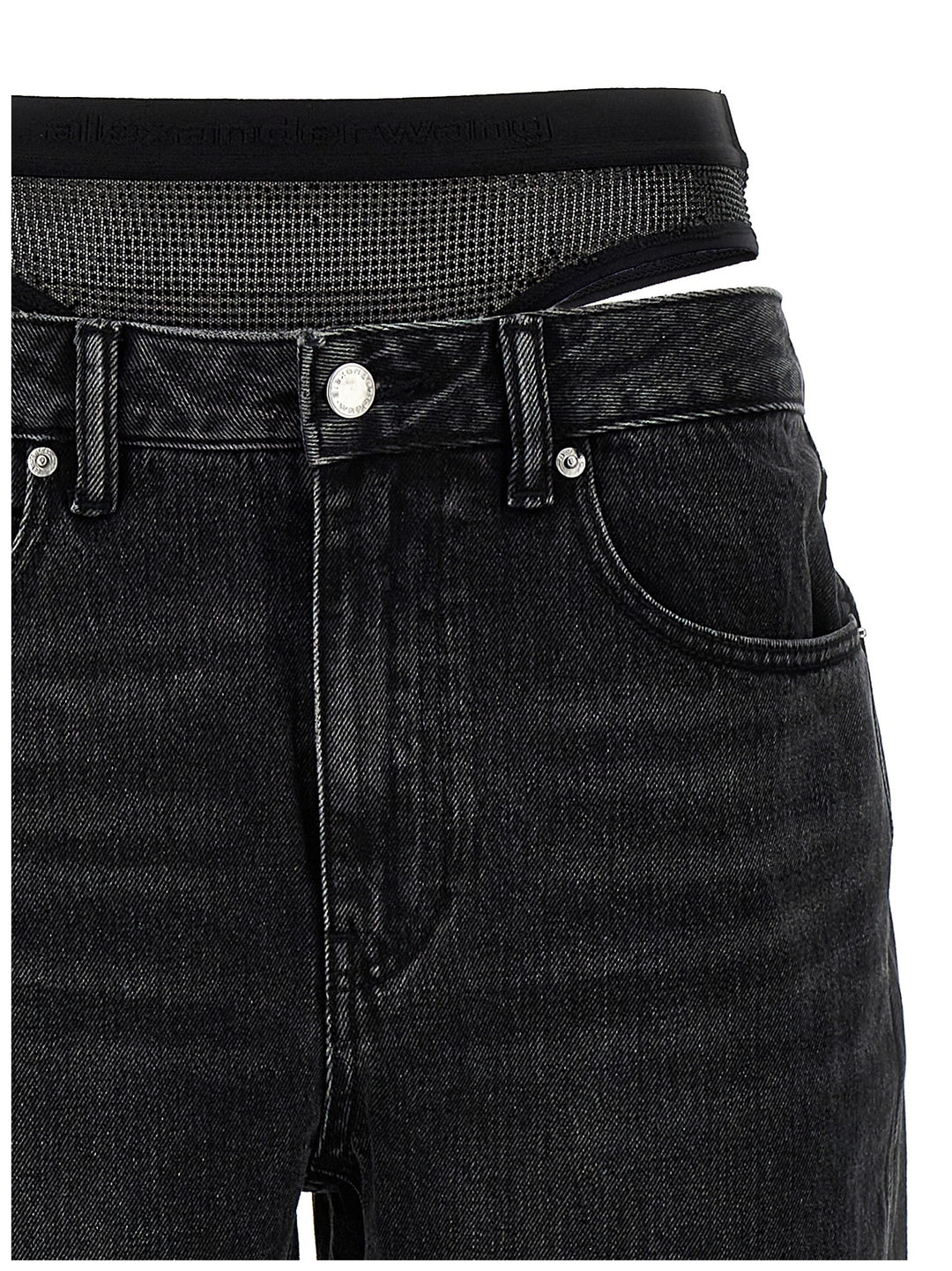 Denim X Alexander Wang Slit Hem Prestyle Hotfix Mesh Undie Jeans - Nero | 5760846233e8b2257ce248b784506b620a728057