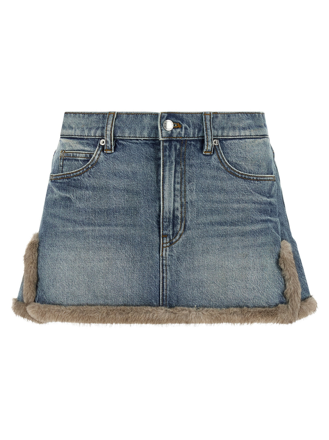 Denim X Alexander Wang Denim Skirt With Fur Hem Gonne - Blu | fd89c11a2a210dd0ce2f6622db8c2728ed0b3990
