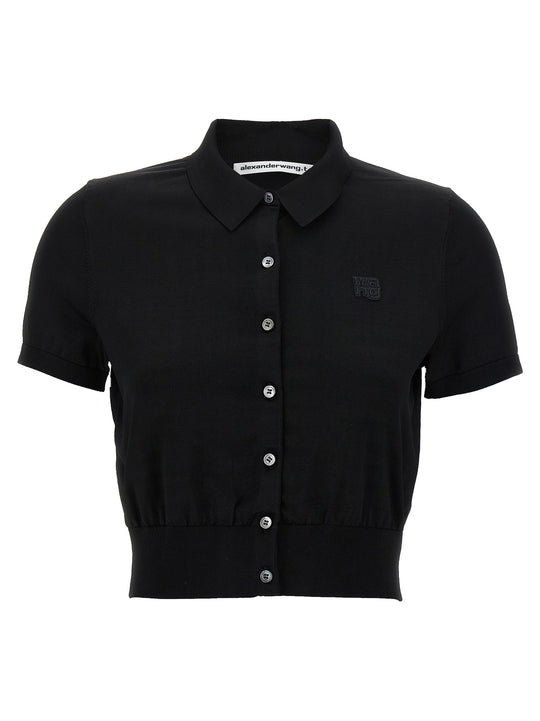 Logo Patch Shirt Polo Nero