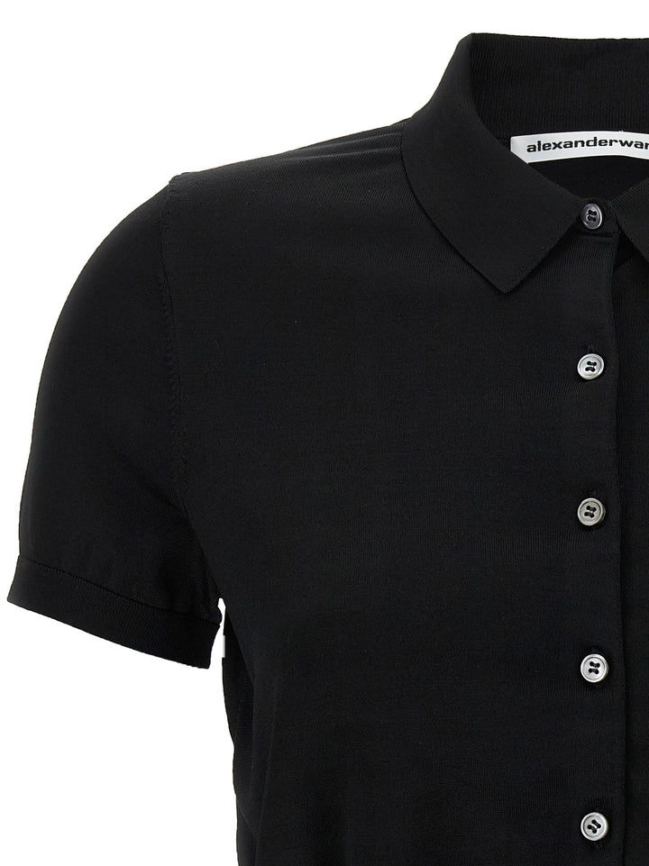T By Alexander Wang Logo Patch  Shirt Polo - Nero | 21869055a60f5c0ac26f1ef4ba8e13aed7da5517