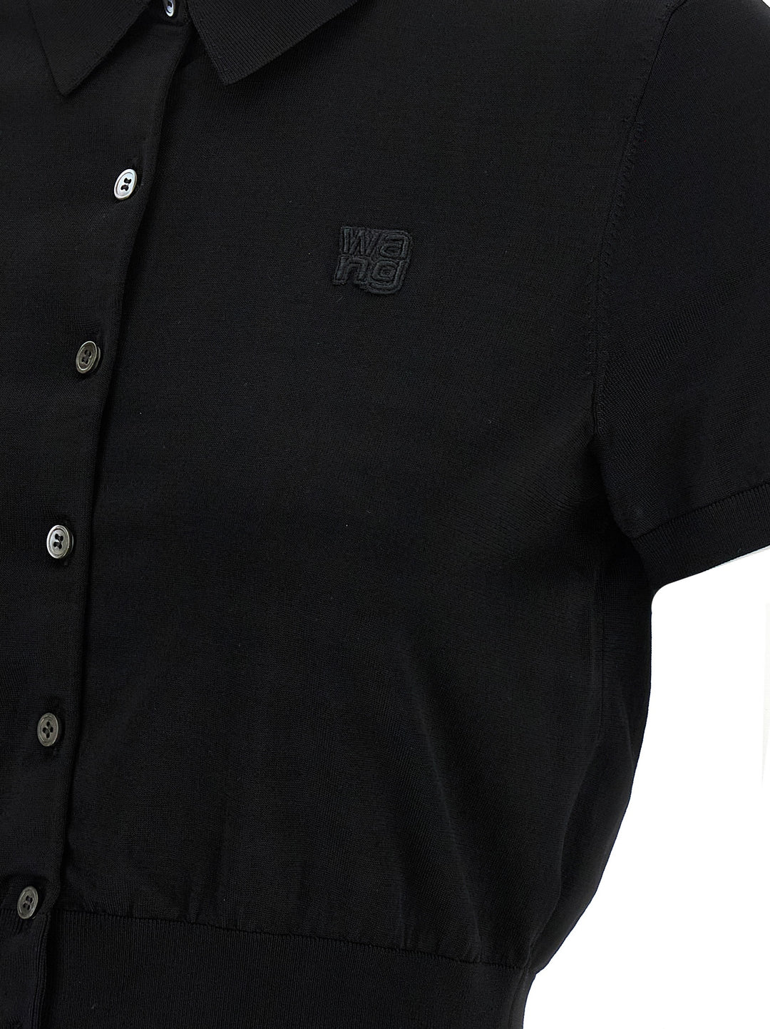 T By Alexander Wang Logo Patch  Shirt Polo - Nero | 0bbd599e9684f5a500068df3e9b6077933052f4d