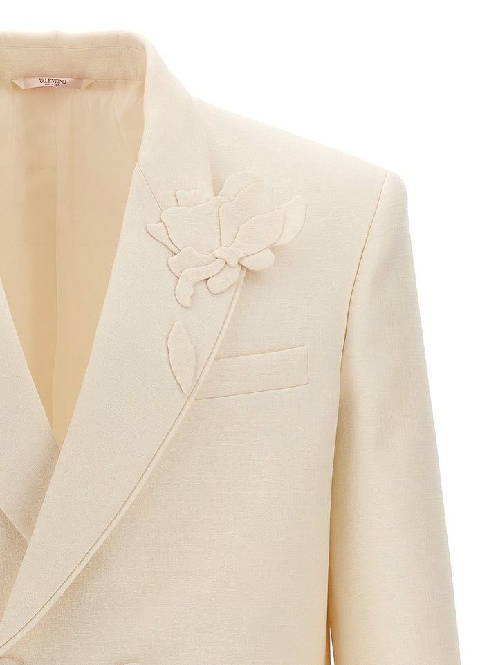 Valentino Flower Embroidery Blazer Bianco