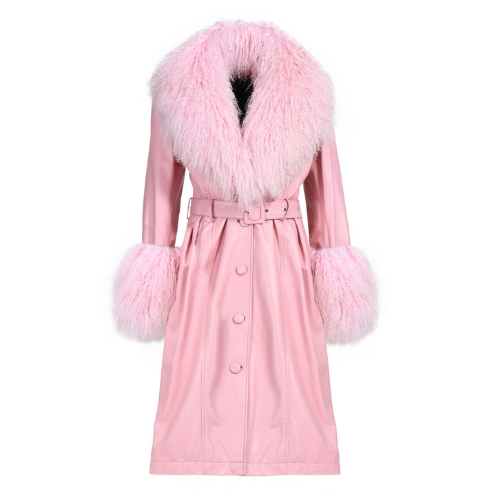 Cappotto Sac Rosa in Pelle e Mongolia