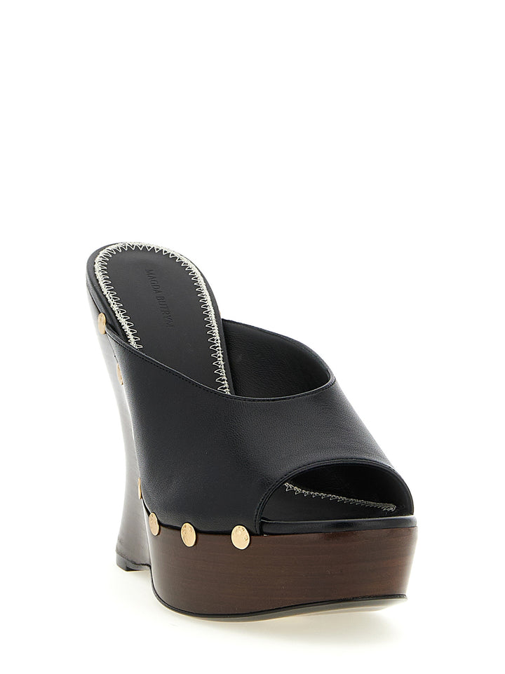 Magda Butrym Leather Mules Zeppe - Nero | 13c7c9b215599a504408841994476de10f690331