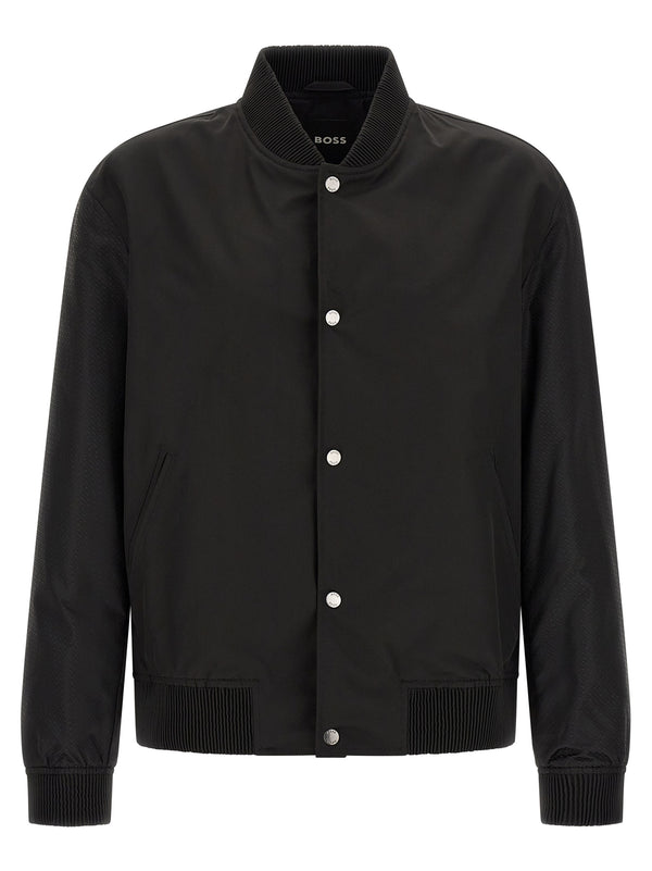Monogram Sleeve Bomber Jacket Piumini, Parka, Giacche Casual Nero
