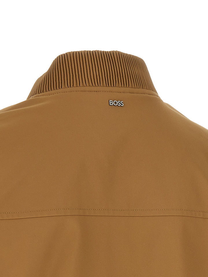 Hugo Boss Monogram Sleeve Bomber Jacket Puffer Jackets - Beige | df5464608d18946af980d2bf6e5dc5922156f79b