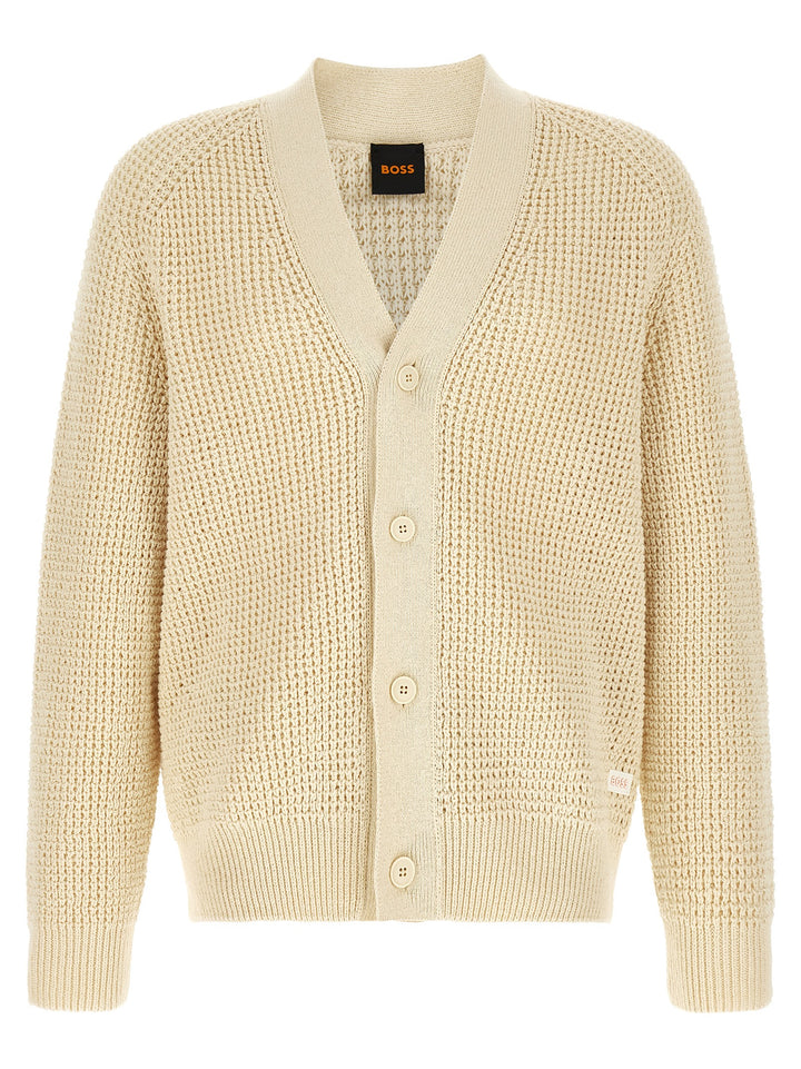 Hugo Boss Honeycomb Cardigan Maglioni - Beige | ce8cbba98fbd583fbcbdc51483777bd98805aaaf