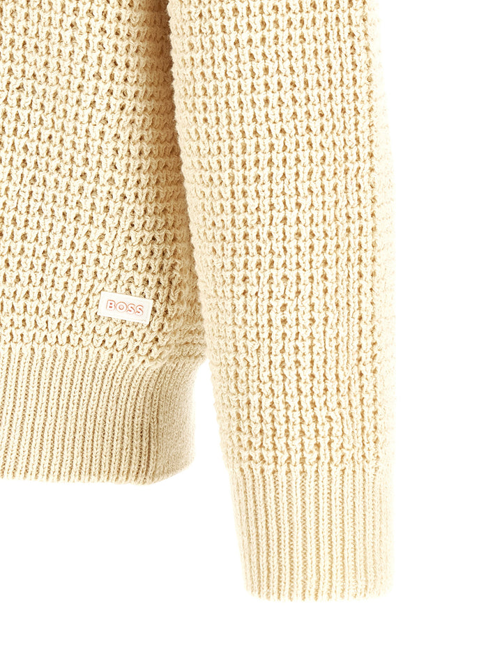 Hugo Boss Honeycomb Cardigan Maglioni - Beige | de3e84113576fa1145ac264f69af48d610a37948