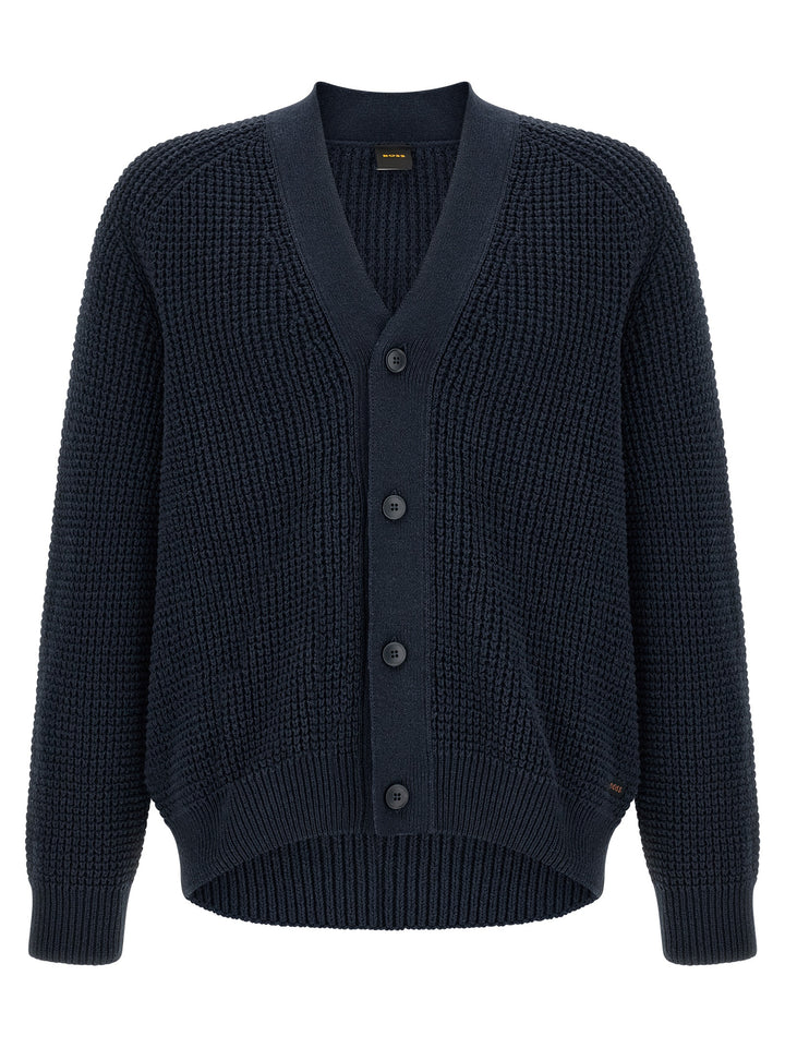 Hugo Boss Honeycomb Cardigan Maglioni - Blu | 65f9d096e5065c6f7d9e8ea3b09879cd5b87cf03