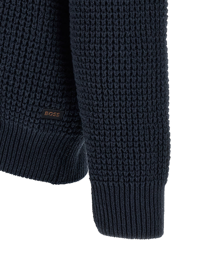 Hugo Boss Honeycomb Cardigan Maglioni - Blu | e27cac45c457c07b154edf7abd4983741377b97b