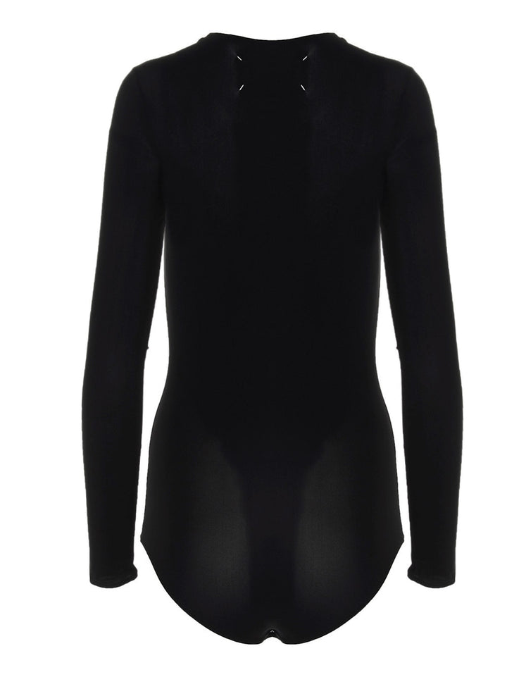 Maison Margiela Long Sleeves Crew Neck Bodysuit Top - Nero | bcf6e423cc680559f67492fbe174e4504dbc81d4