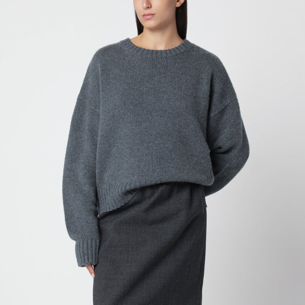 Grey Cashmere Crew-Neck Sweater