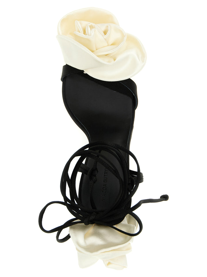 Magda Butrym Satin Sandali - Bianco/Nero | 424c0b509d50203131e1f9527feecf50c2fce446