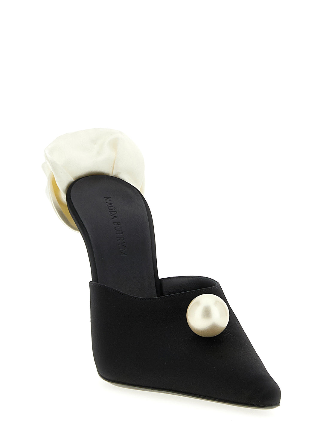 Magda Butrym Satin Mules Decollete - Nero | 32c25dbd157487a3cab7bfdea178a85f55055607