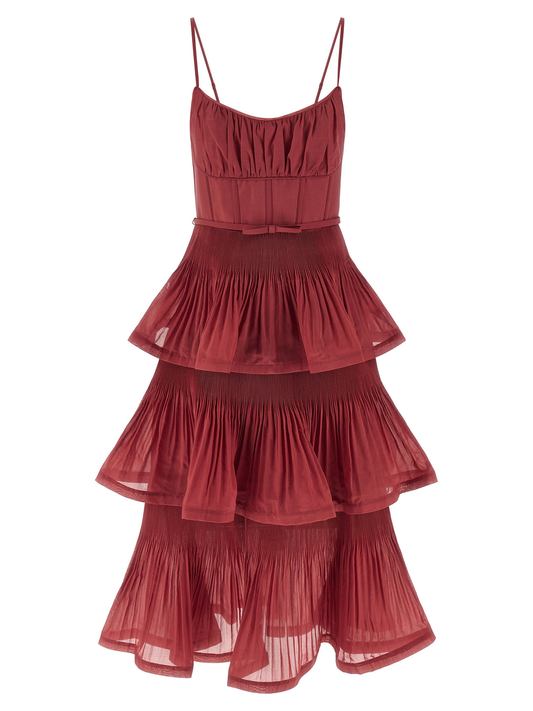 Zimmermann Pleated Tiered Midi Abiti - Rosa | f5225a84ece9ba773a7f5665a9c1c6cf4a316874
