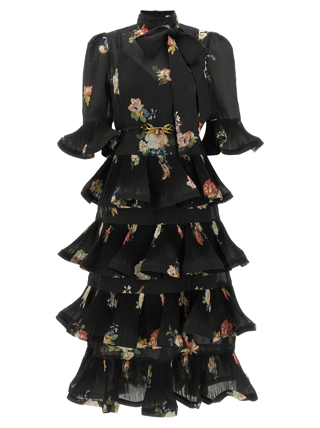 Zimmermann Pleated Sleeved Dress Abiti - Nero | 77da1d2dec532ee8ff02535e61854119d511d3ea