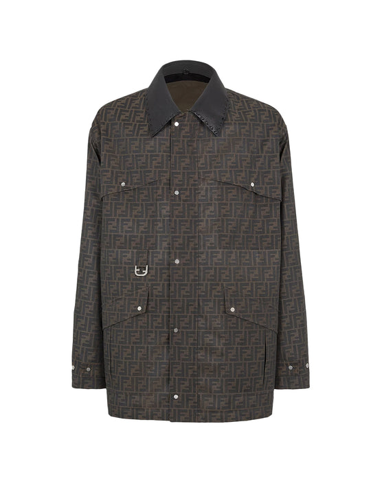 Ff Fabric Jacket With Leather Collar