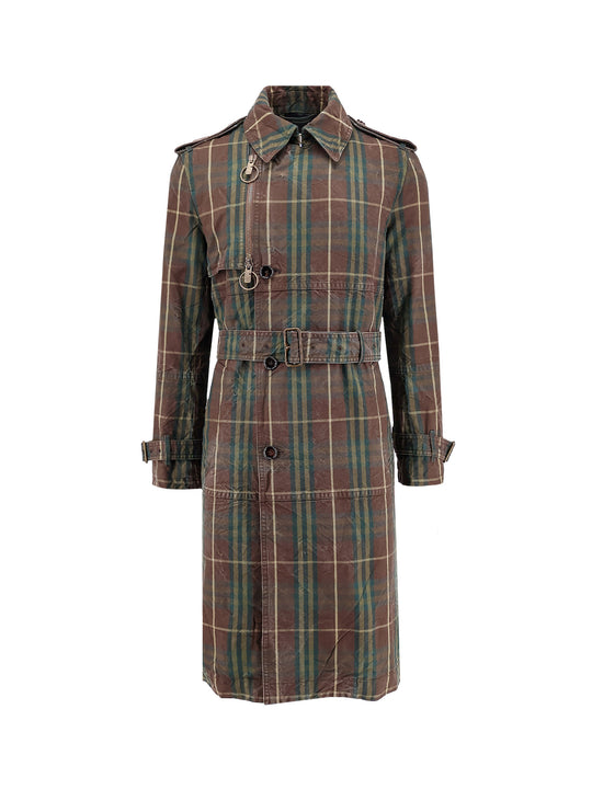 Cotton Trench With Check Motif