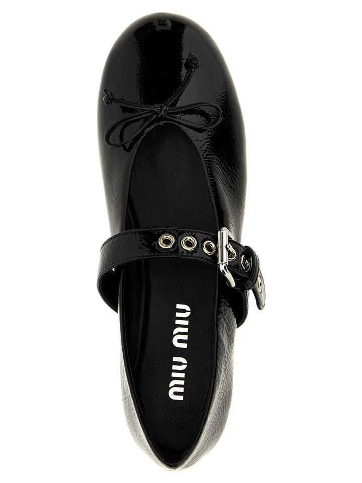 Miu Miu Buckle And Bow Ballet Flats Flat shoes - Nero | 99a20000a5fb0dfccc50a93bad97ab4d83076204