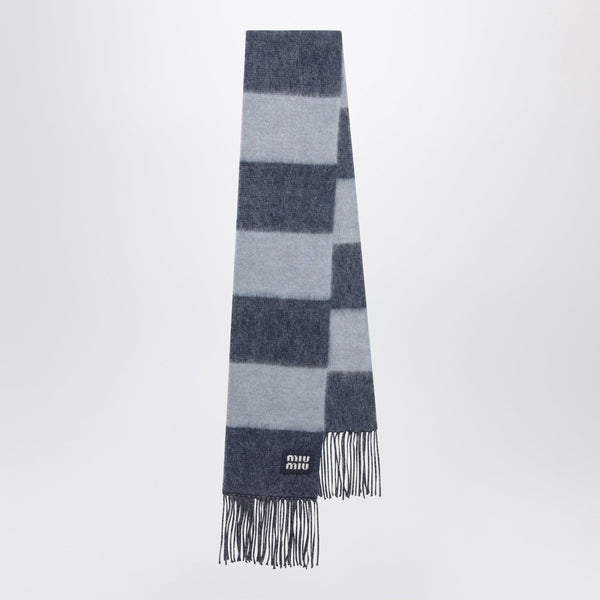 Striped Scarf In Blue Mohair Blend