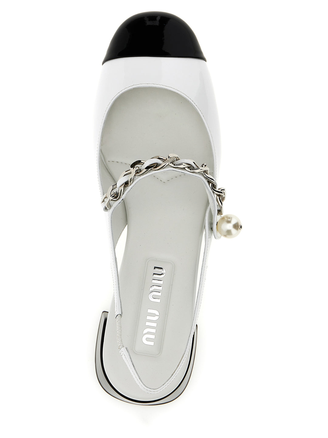 Miu Miu Patent Leather Slingback Decollete - Bianco/Nero | 9c20532190682e9e90b2e326125dc724f024dfed