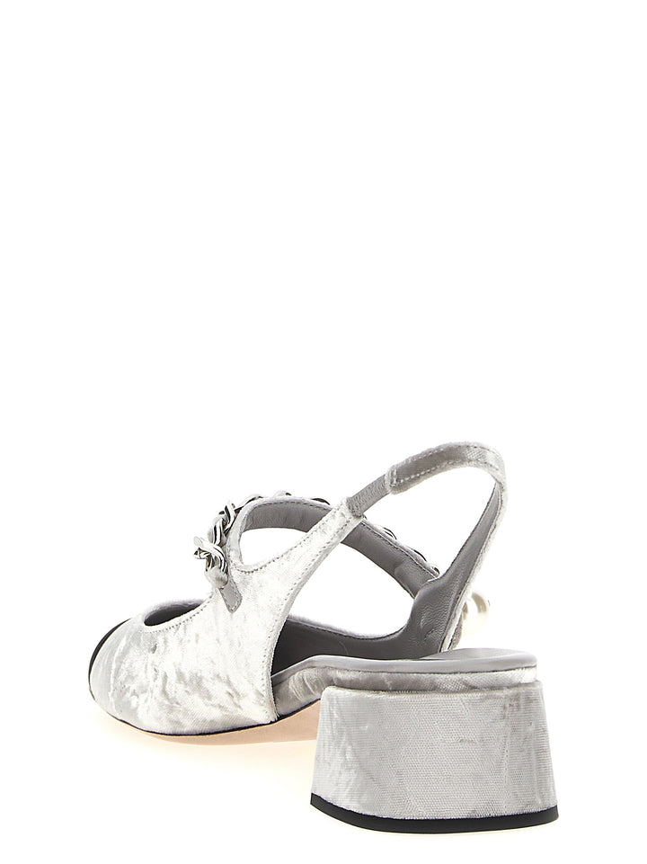 Miu Miu Velvet Slingback Decollete - Silver | b1506b472b50989df65595e66dc17154daa23397
