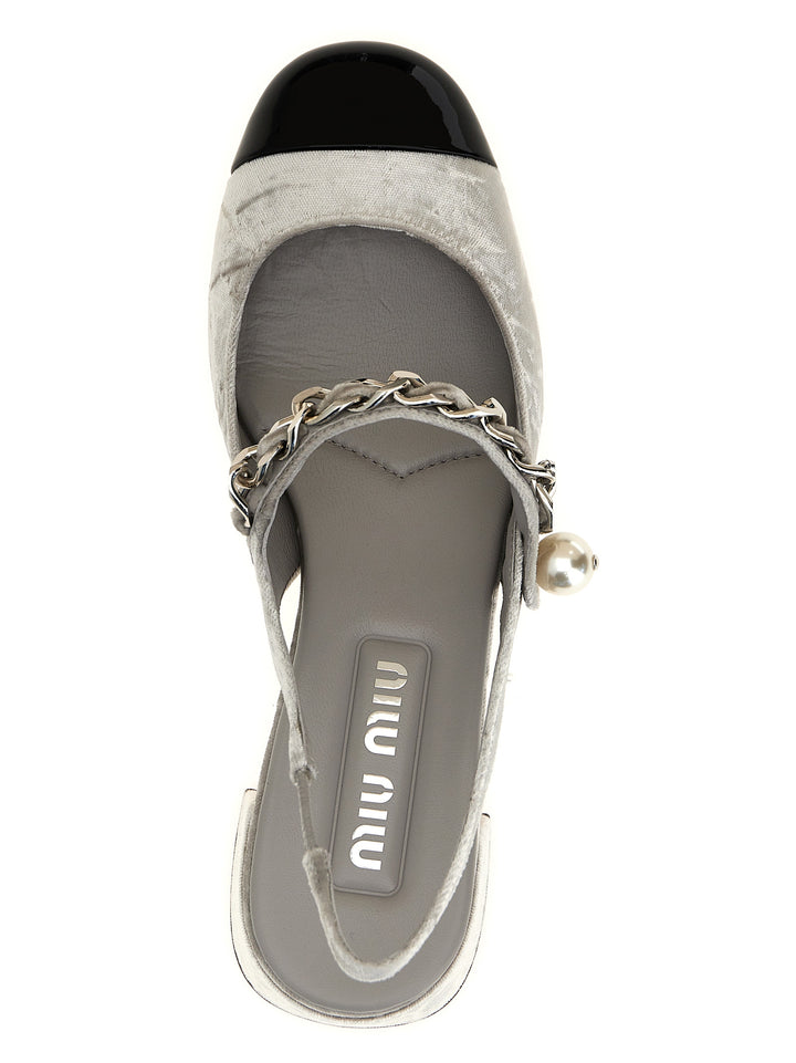 Miu Miu Velvet Slingback Decollete - Silver | 1d77908cfa99a768531029cee0f84c9b4e262ed8