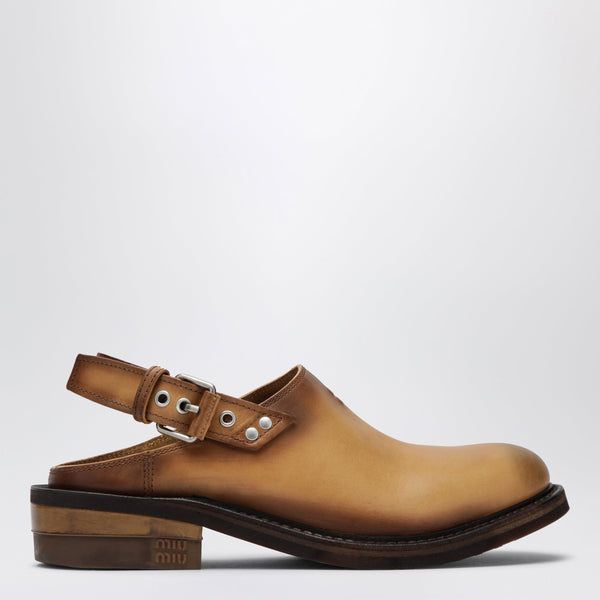 Foule Sabot In Leather, Tan Color