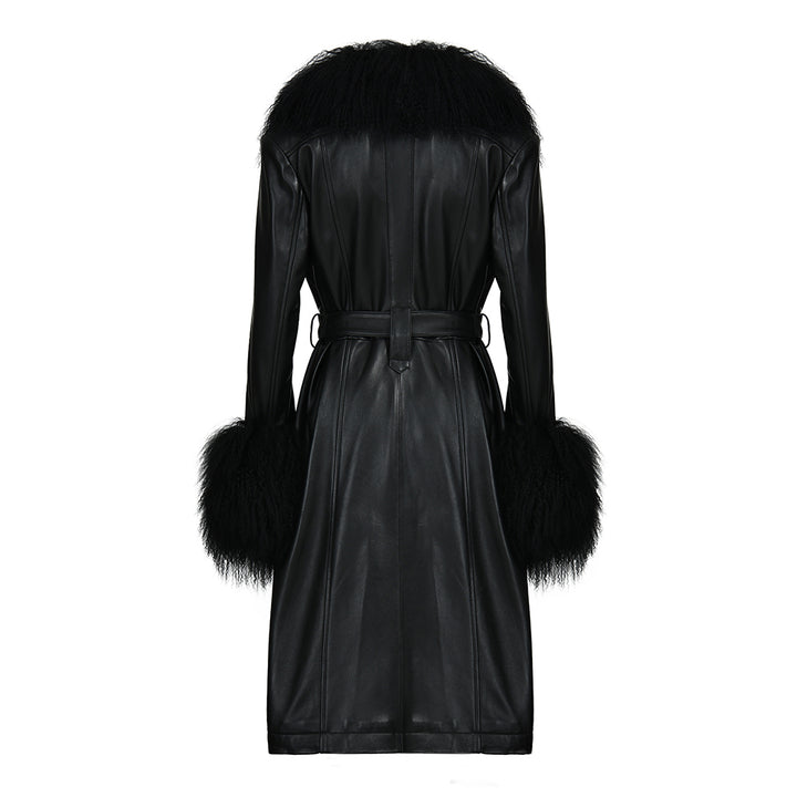 Cappotto Sac Nero in Pelle e Mongolia