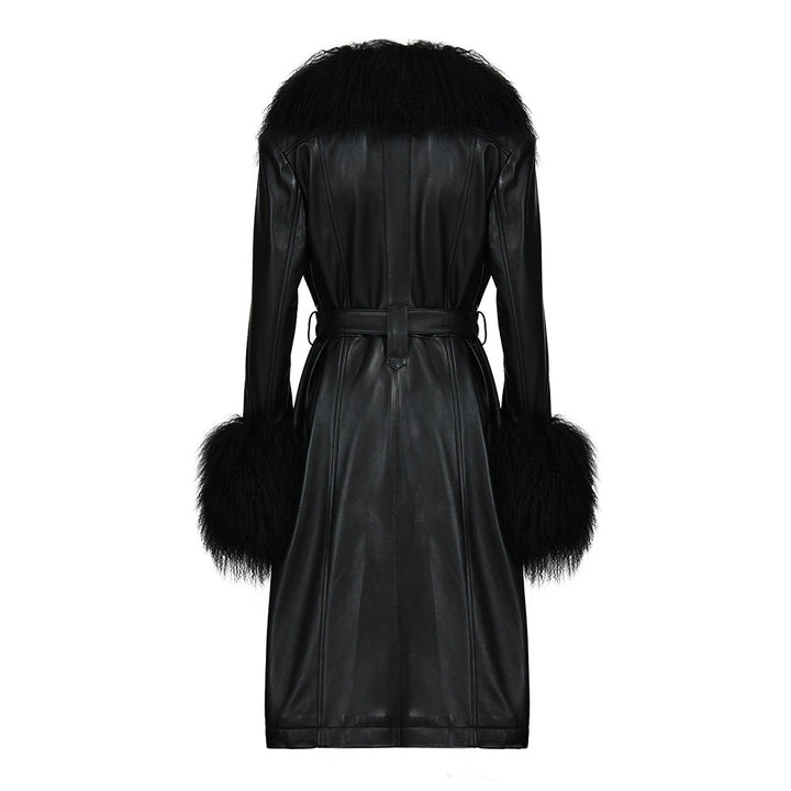 Cappotto Sac Nero in Pelle e Mongolia