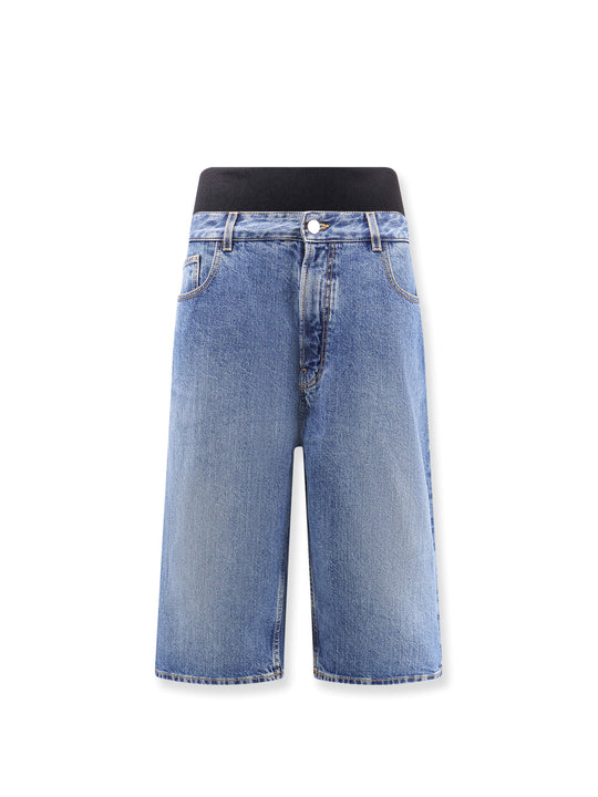 Denim Bermuda Shorts With Ribbed Band