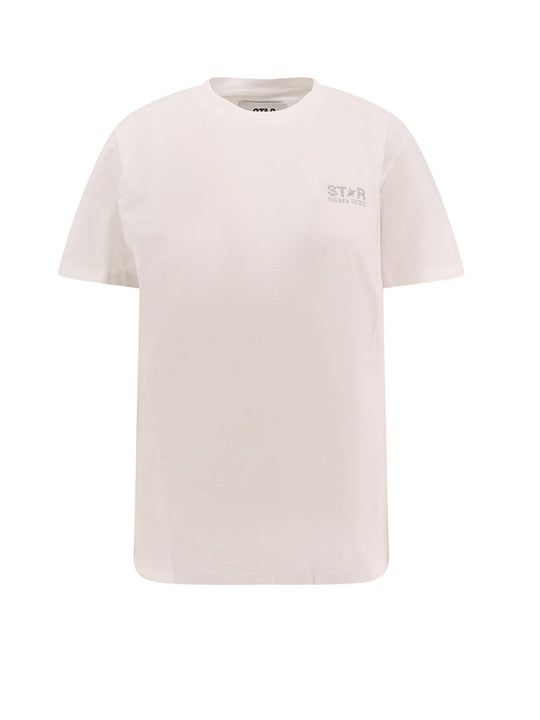 Cotton T-Shirt With Back Glittered Print