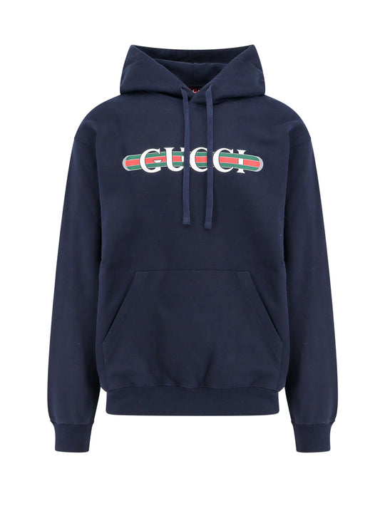 Cotton Sweatshirt With Gucci Web Print