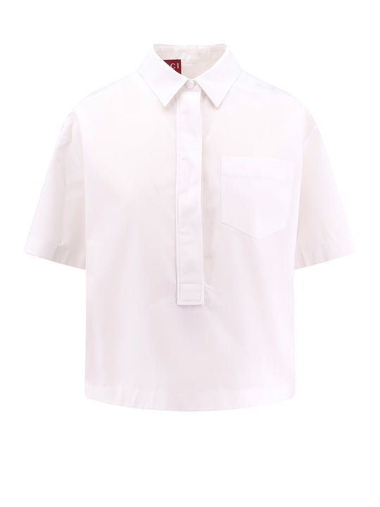 Cotton Shirt With Embossed Logo