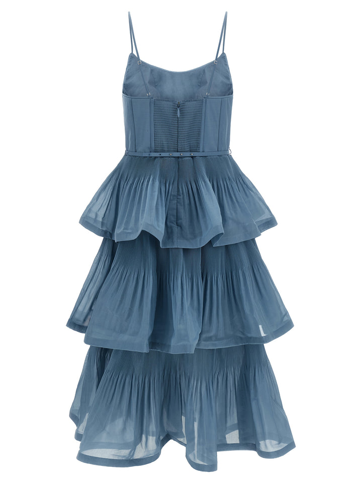 Zimmermann Pleated Tiered Midi Abiti - Celeste | 53ac94c75f85cd8c16ebf6d77ee4ba83fff77514