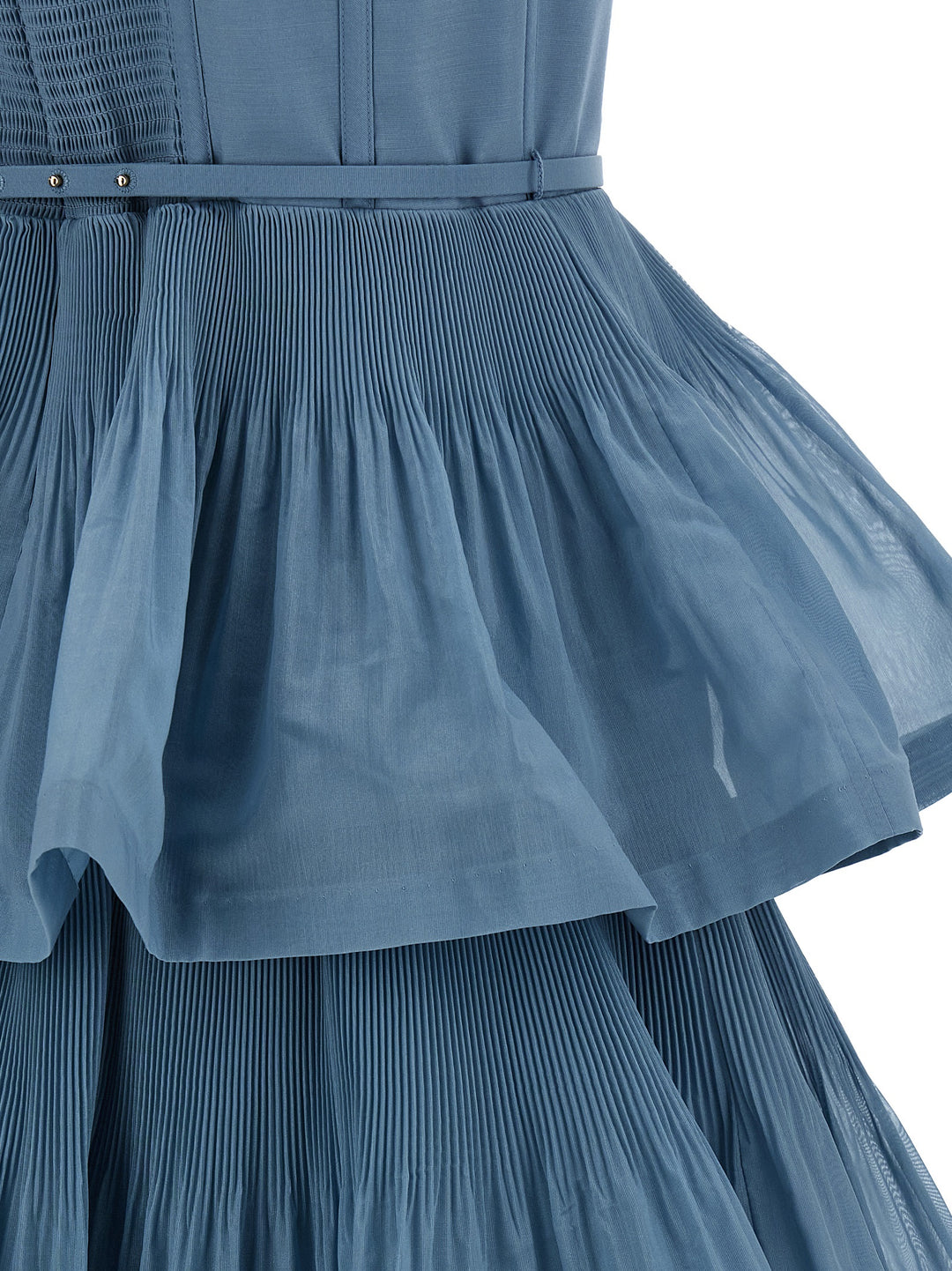 Zimmermann Pleated Tiered Midi Abiti - Celeste | 931ad0c331c4a56f1b226d20fbd18619c6083764
