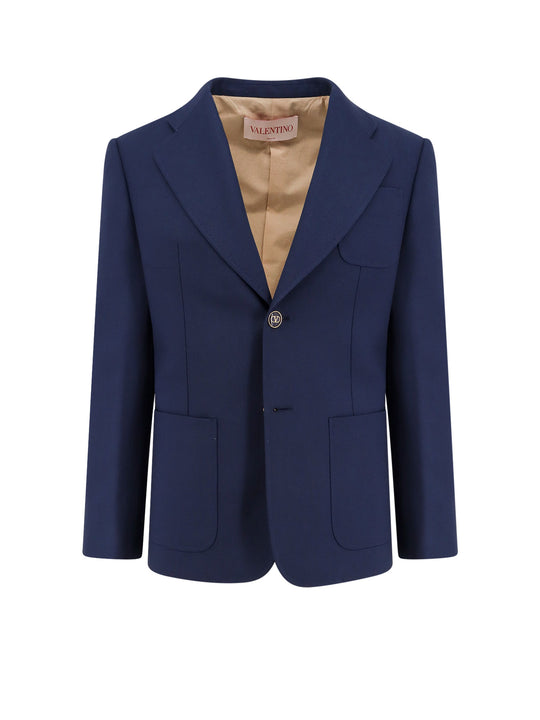 Virgin Wool Blazer With Logoed Buttons