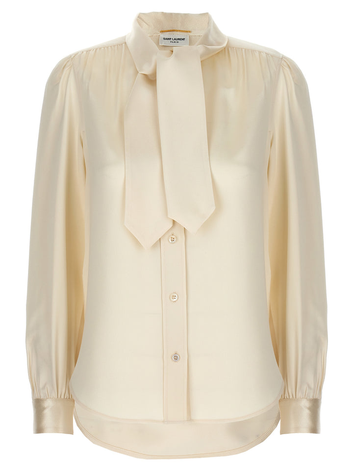 Saint Laurent Lavalliere Silk Shirt Camicie - Bianco | 70987c90da8319d2d9841545efeb2d2dc5da0bf7