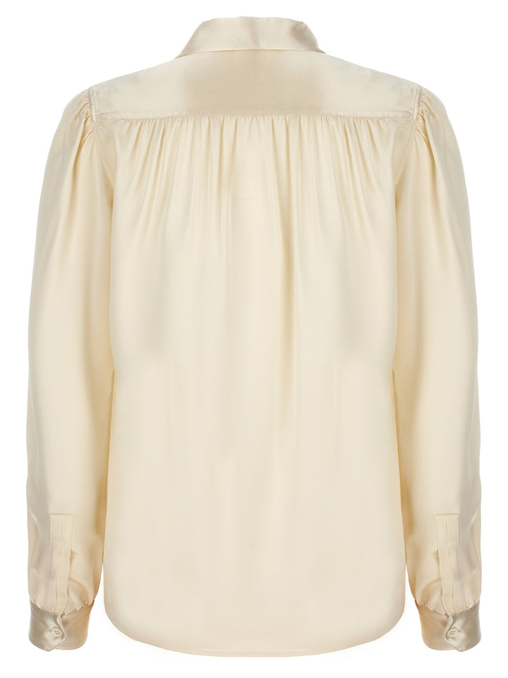 Saint Laurent Lavalliere Silk Shirt Camicie - Bianco | 6ea7fca32452f01235a0965b64ee763bbc8d5377