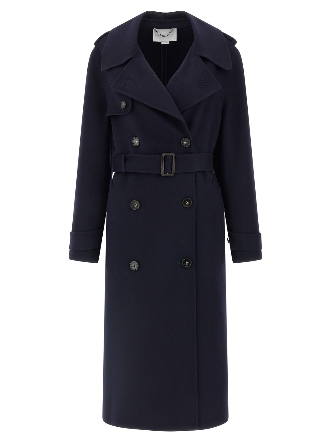 Stella Mccartney Double-Breasted Wool Trench Coat Trench e Impermeabili - Blu | 7fb3532d3e9532c203aff32bd91c8a3d3b4f1e77