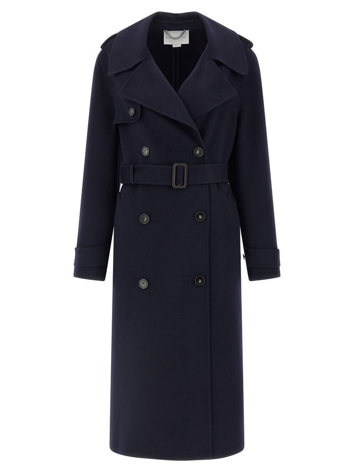 Stella Mccartney Double-Breasted Wool Trench Coat Trench e Impermeabili - Blu | 7fb3532d3e9532c203aff32bd91c8a3d3b4f1e77